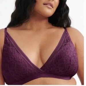 Knix Lace Deep V-neck Bralette Sz L Deep Purple